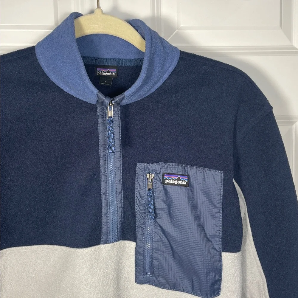 Patagonia Kids' Microdini 1/2-Zip Pullover Size 6 Blue Grey Fleece